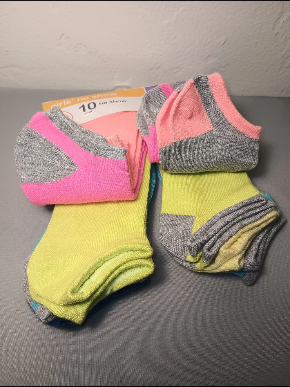 Wonder Nation Girls' No Show Multicolor Socks